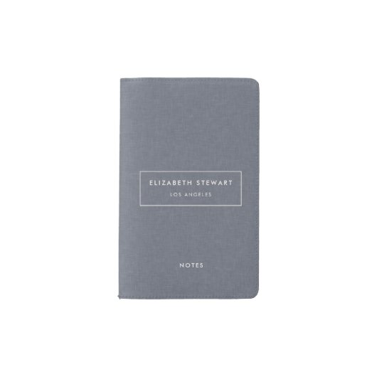 ミニマモダンリストプロフェッショナルブルーリネンアイボリー ポケットMoleskineノートブック (正面)