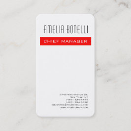 ミニマモダンリストプロフェッショナルプレインレッドホワイト 名刺