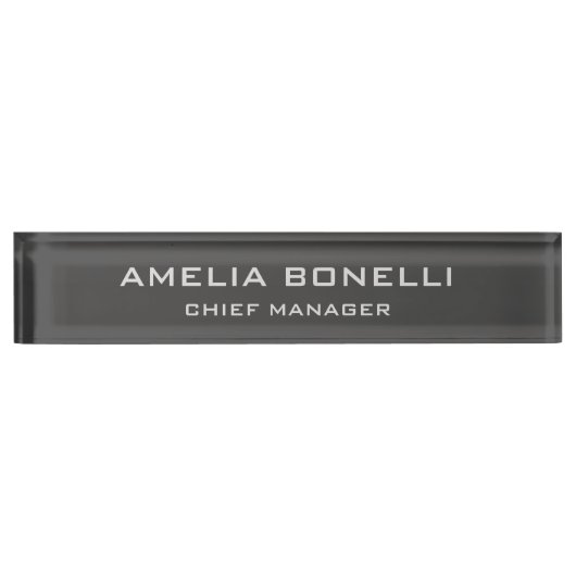ミニマモダンリストプロフェッショナルプレーングレー デスクネームプレート (正面)
