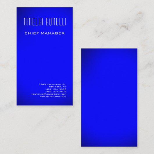 ミニマモダンリストプロフェッショナルプレーンブルー 名刺 (正面/裏面)