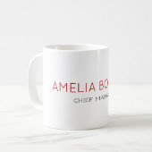 ミニマモダンリストプロフェッショナルプレーンホワイトレッド コーヒーマグカップ (正面左)