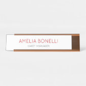 ミニマモダンリストプロフェッショナルプレーンホワイトレッド デスクネームプレート (正面)