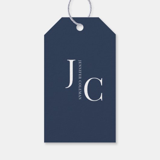 ミニマモダンリストプロフェッショナルモノグラムネイビーブルー ギフトタグ (裏面)