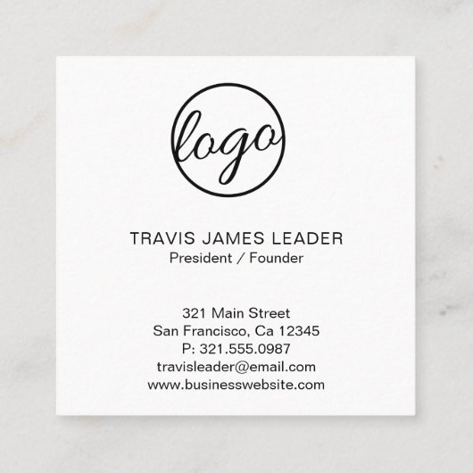 ミニマモダンリストプロフェッショナルロシンプルゴQRコード スクエア名刺 (裏面)