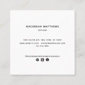 ミニマモダンリストプロフェッショナル美容師写真 スクエア名刺 (裏面)