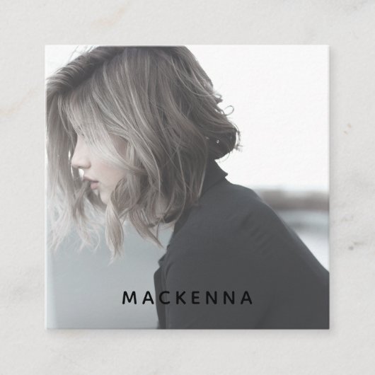 ミニマモダンリストプロフェッショナル美容師写真 スクエア名刺 (正面)