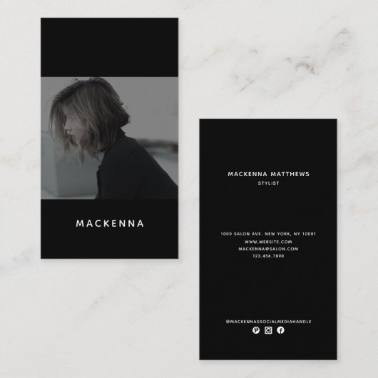 ミニマモダンリストプロフェッショナル美容師写真 名刺 (正面/裏面)