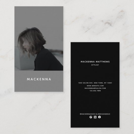 ミニマモダンリストプロフェッショナル美容師写真 名刺 (正面/裏面)