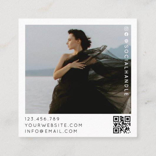 ミニマモダンリストプロフェッショナル2写真QRコード スクエア名刺 (裏面)