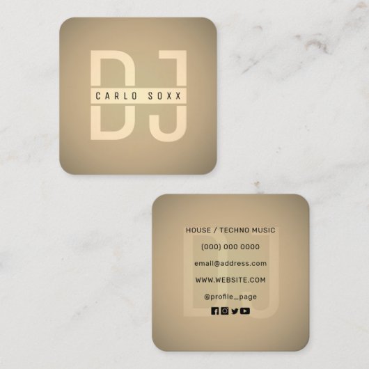 ミニマモダンリストプロフェッショナルDJスクエアビジネス スクエア名刺 (正面/裏面)