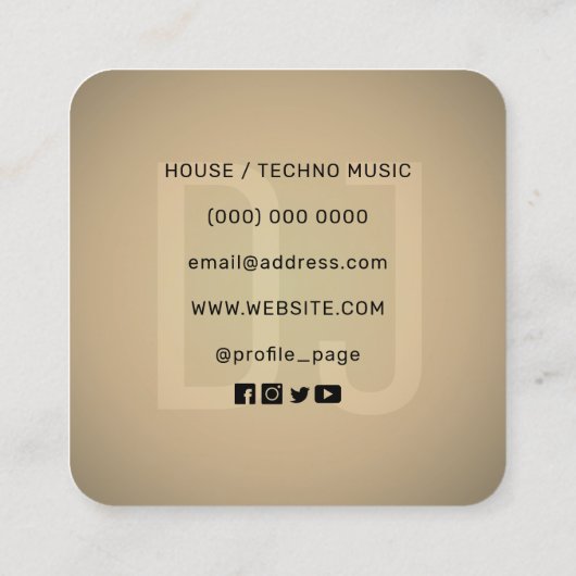 ミニマモダンリストプロフェッショナルDJスクエアビジネス スクエア名刺 (裏面)