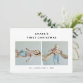 ミニマモダンリストベビーの初めてのクリスマス写真 シーズンカード (スタンド正面)