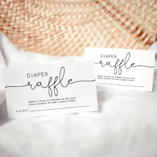 ミニマモダンリストベビーシャワーおむつラッフルチケット エンクロージャーカード