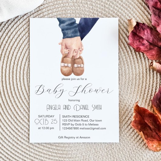 ミニマモダンリストベビーシューズのベビーシャワー 招待状