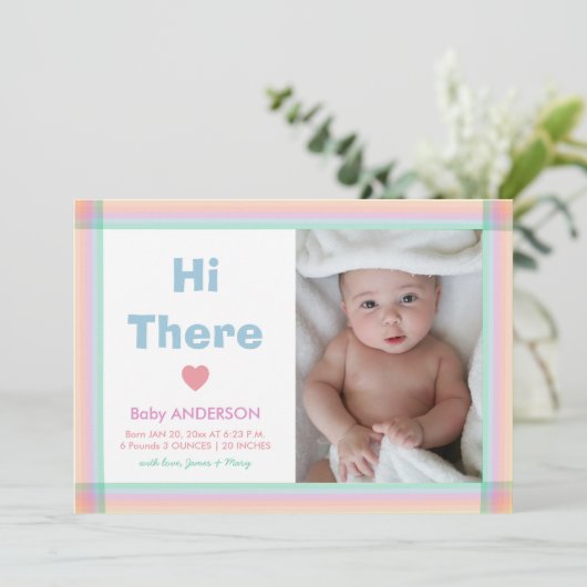 ミニマモダンリストベビー写真誕生のお知らせ 招待状 (スタンド正面)