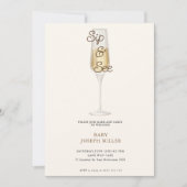 ミニマモダンリストベビーSipとベビーシャワーを参照 招待状 (正面)