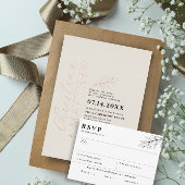 ミニマモダンリストベージュ結婚ブラックのバラ金ゴールド 箔招待状