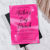 ミニマモダンリストホットピンクマザーズデイブランチ 招待状