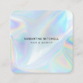ミニマモダンリストホログラフィックビューティシアンスタイリスト スクエア名刺 (正面)