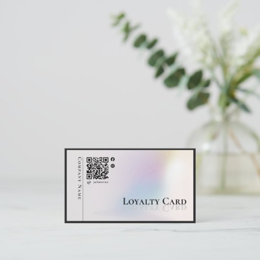 ミニマモダンリストホログラフィック銀ロイヤリティカード 名刺 (スタンド正面)