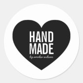 ミニマモダンリストホワイトとブラック手作りハート ラウンドシール (正面)