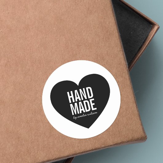 ミニマモダンリストホワイトとブラック手作りハート ラウンドシール