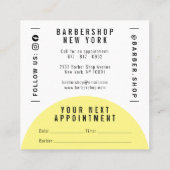 ミニマモダンリストホワイトイエロー理容師ショップスカル 予約カード (裏面)