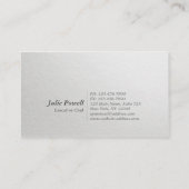 ミニマモダンリストホワイトシルバーエンボス文字シェフ 名刺 (裏面)