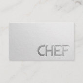 ミニマモダンリストホワイトシルバーエンボス文字シェフ 名刺 (正面)