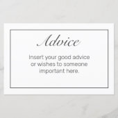 ミニマモダンリストホワイトブラックの結婚アドバイスカード (正面)