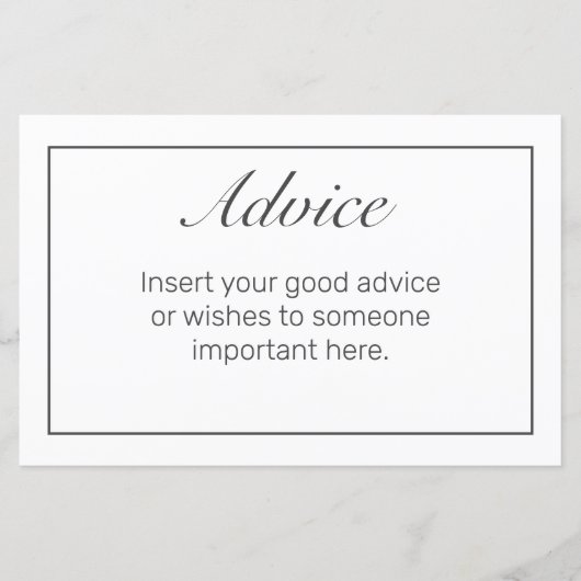 ミニマモダンリストホワイトブラックの結婚アドバイスカード (正面)