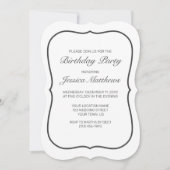 ミニマモダンリストホワイトブラックカスタム誕生日 招待状 (正面)