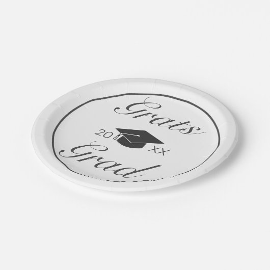 ミニマモダンリストホワイトブラックグラッツ卒業 ペーパープレート (アングル)