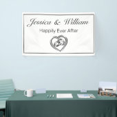 ミニマモダンリストホワイトブラックハートリングや輪結婚ズ 横断幕 (トレードショー)