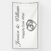 ミニマモダンリストホワイトブラックハートリングや輪結婚ズ 横断幕 (縦)