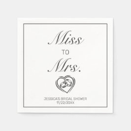 ミニマモダンリストホワイトブラックブライダルシャワーMs スタンダードカクテルナプキン