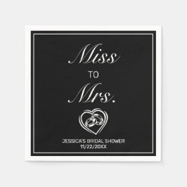 ミニマモダンリストホワイトブラックブライダルシャワーMs スタンダードカクテルナプキン