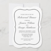 ミニマモダンリストホワイトブラックリハーサルディナー 招待状 (正面)