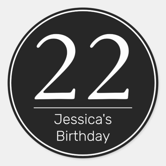 ミニマモダンリストホワイトブラック誕生日時代 ラウンドシール (正面)