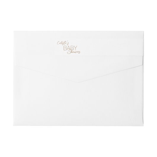 ミニマモダンリストホワイトベビーシャワー差出人住所 ラップアラウンドラベル (裏面)