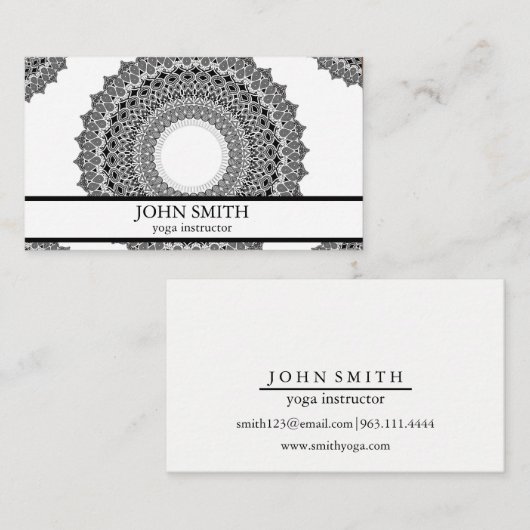 ミニマモダンリストホワイトマンダラヨガインストラクター 名刺 (正面/裏面)