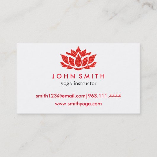 ミニマモダンリストホワイトレッドロータスヨガインストラクター 名刺 (裏面)