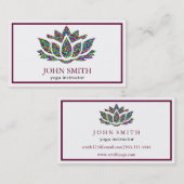 ミニマモダンリストホワイトロータスヨガインストラクター 名刺 (正面/裏面)