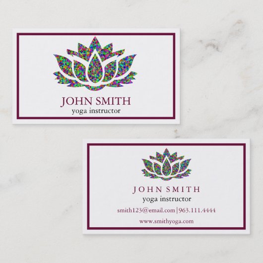 ミニマモダンリストホワイトロータスヨガインストラクター 名刺 (正面/裏面)