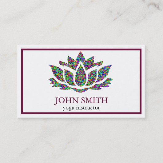 ミニマモダンリストホワイトロータスヨガインストラクター 名刺 (正面)