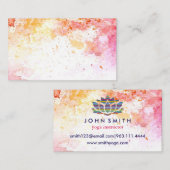 ミニマモダンリストホワイト金ゴールドロータスヨガインストラクター 名刺 (正面/裏面)