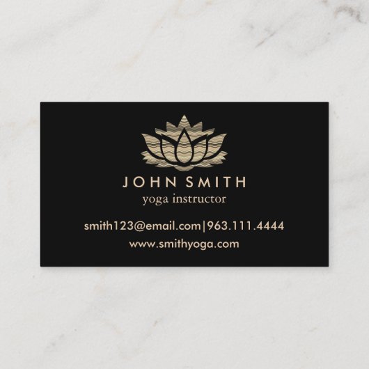ミニマモダンリストホワイト金ゴールドロータスヨガインストラクター 名刺 (裏面)