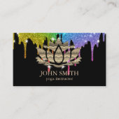 ミニマモダンリストホワイト金ゴールドロータスヨガインストラクター 名刺 (正面)