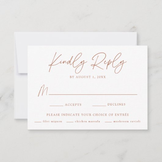 ミニマモダンリストボタニカルテラコッタミールの選択 出欠カード (正面)