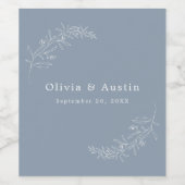 ミニマモダンリストボホダスティブルー結婚式の引き出物 ワインラベル (シングルラベル)